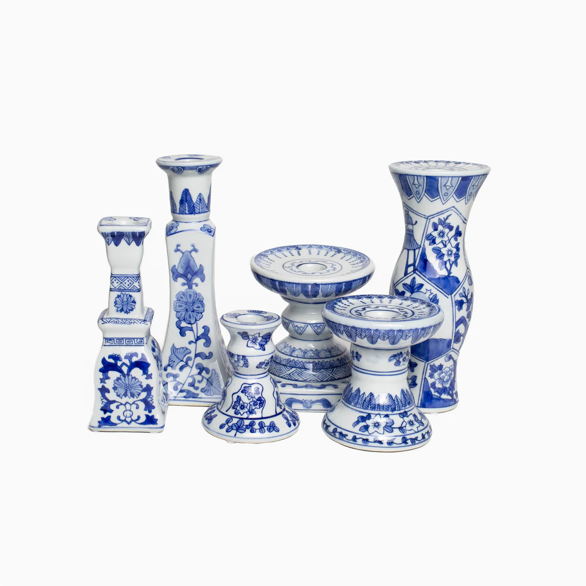 Blue & White Candlestick Holders | Stoffer Home