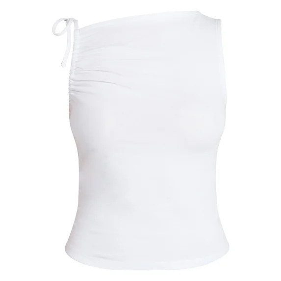 No Boundaries One Shoulder Ruched Top, Women’s XXS-XXL | Walmart (US)