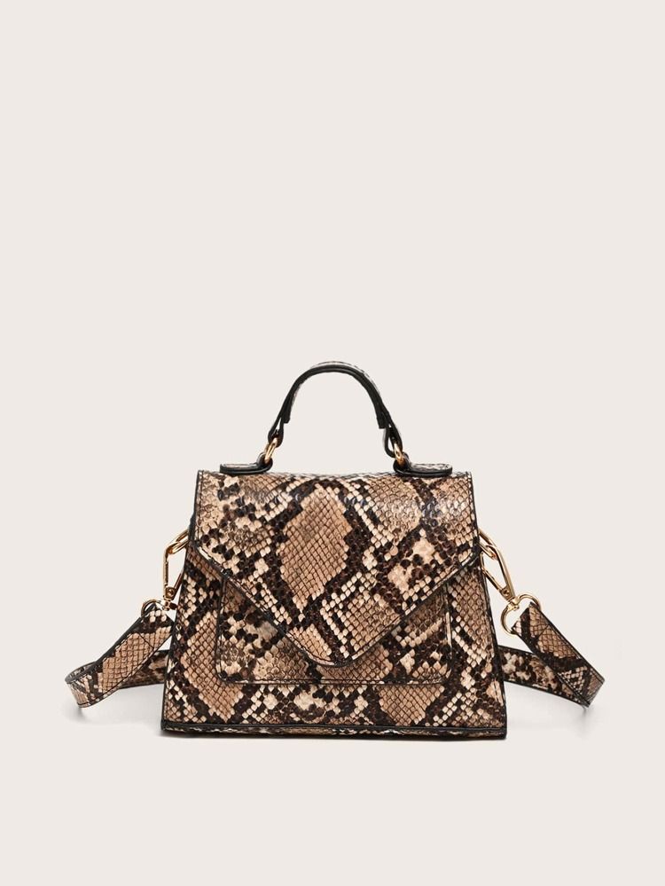 Snakeskin Print Satchel Bag | SHEIN