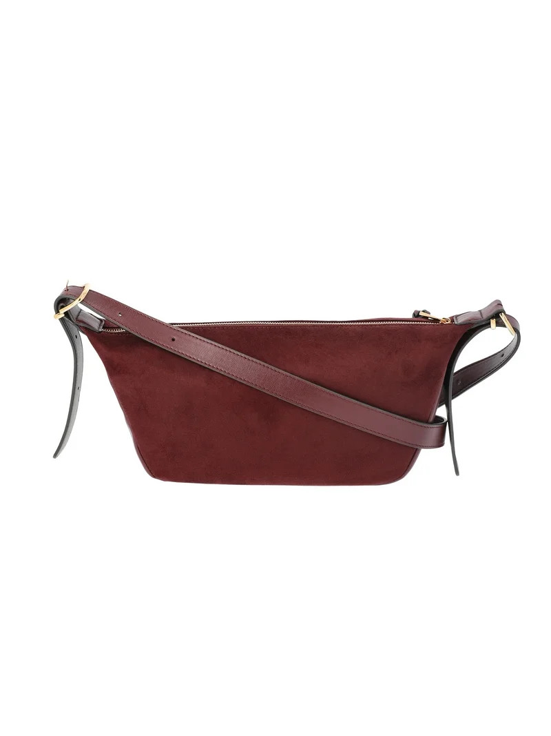Time and Tru Women's Faux Suede Sling Crossbody Bag, Burgundy | Walmart (US)
