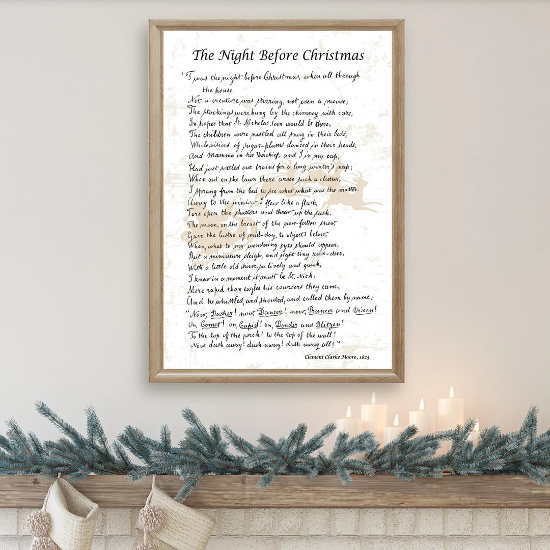 Twas The Night Before Christmas Poem | Nostalgic Santa Printable Large Christmas Sign | Christmas... | Etsy (US)