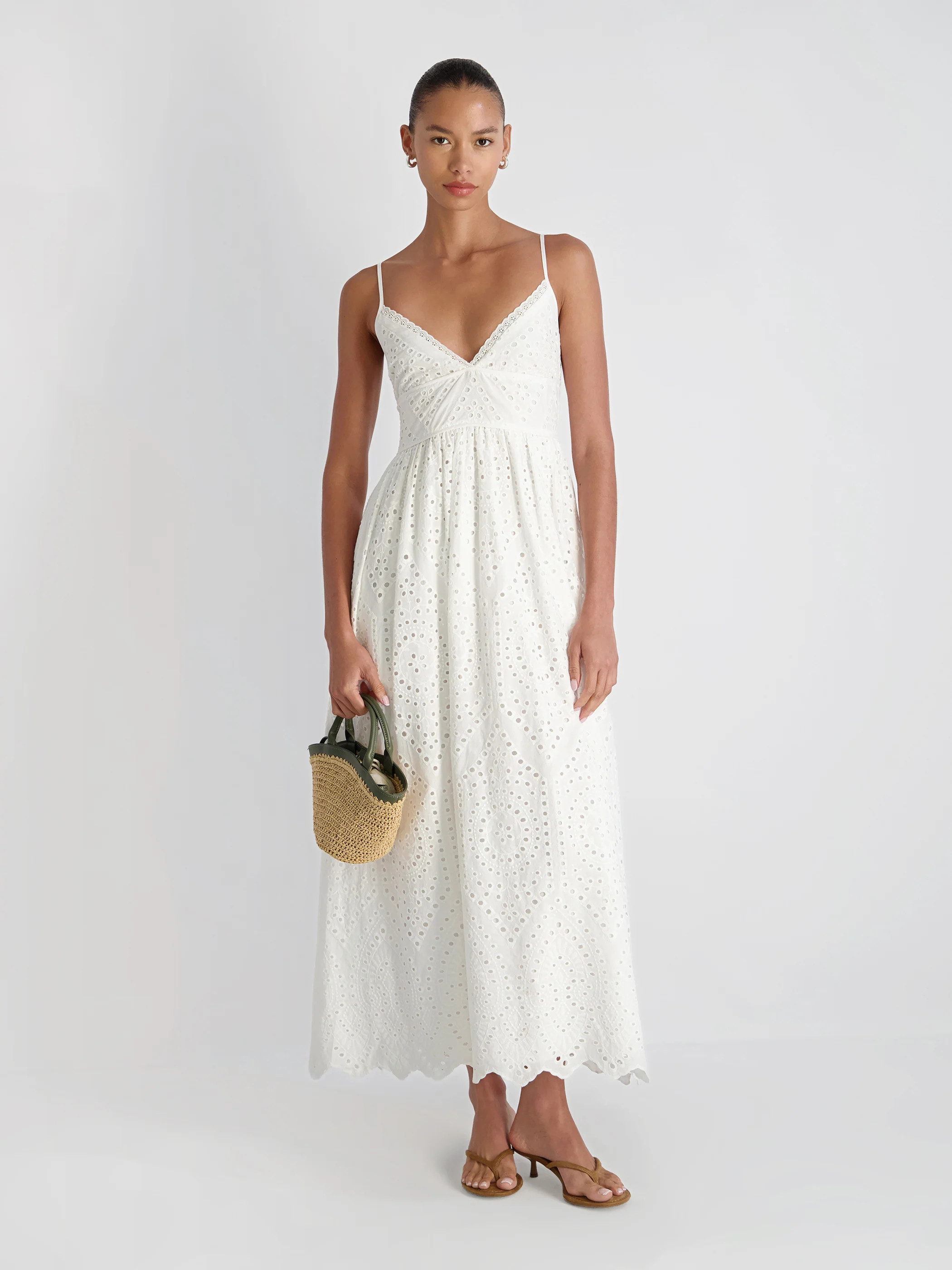 TRINI COTTON EYELET MAXI DRESS | French Connection (US)
