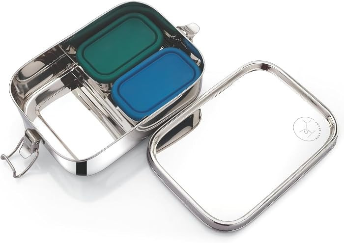 Leakproof Stainless Steel Lunch Box | Large 1400mL Bento Box with 2 Snack Containers & Removable ... | Amazon (US)