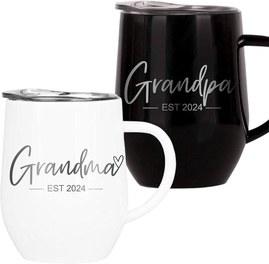Pregnancy Announcement For Grandparents -Grandma Est 2024 Grandpa Est 2024 12 oz Stainless Steel ... | Amazon (US)
