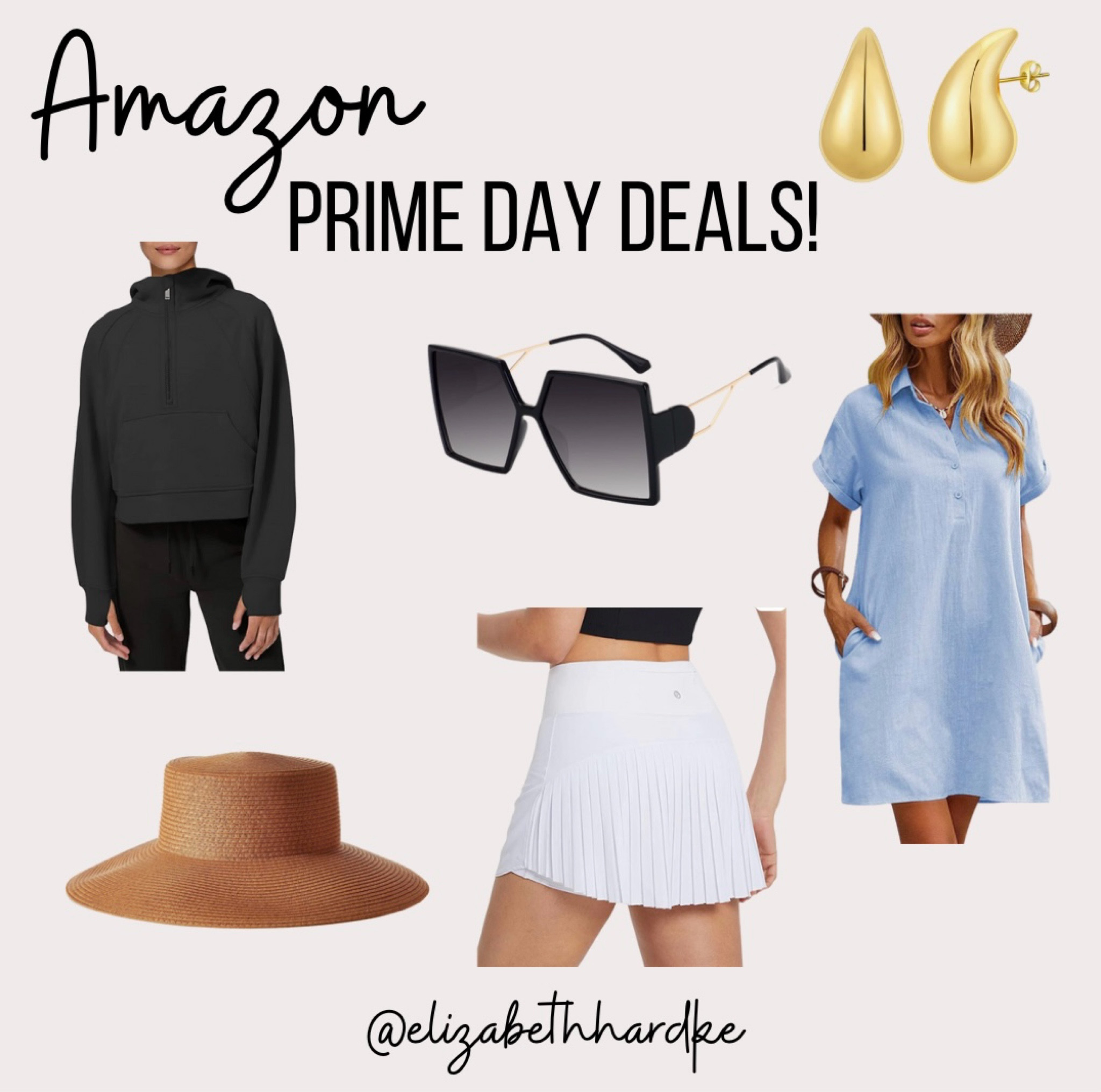 Amazon prime deals! Blue linen dress, black pullover, black sunglasses, beach hat, gold drop earrings, tennis skirt, pickle ball skirt, Amazon Prime Day Deals, women’s outfits, vacation outfit, travel outfitt

#LTKSaleAlert #LTKTravel #LTKStyleTip
