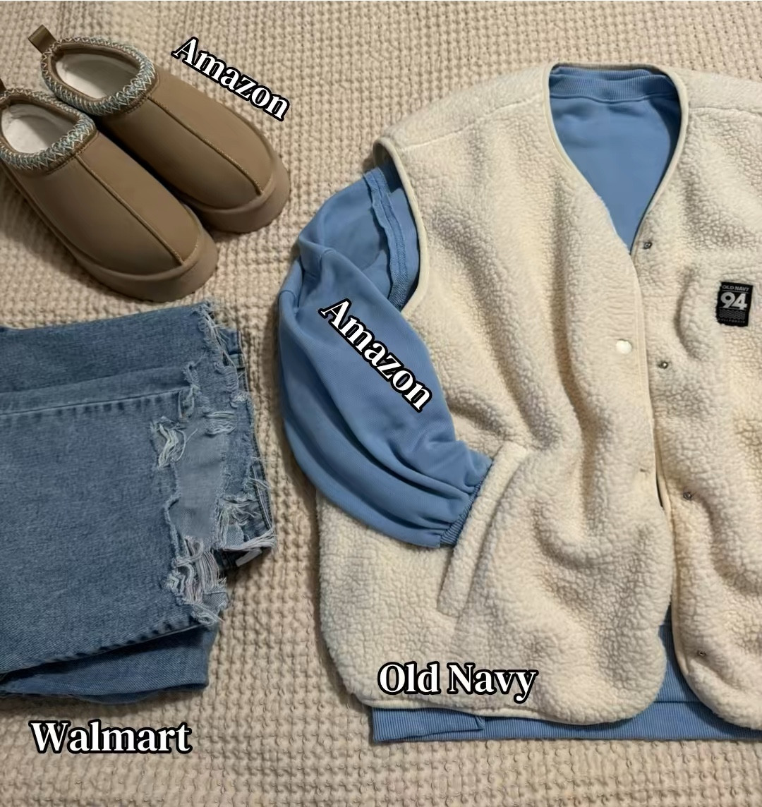 Wearing an xl in the blue Amazon sweatshirt, an xl in the old navy white vest, my favorite Walmart jeans in a size 16, and platform slippers. 

#LTKMidsize #LTKootd #LTKPlusSize