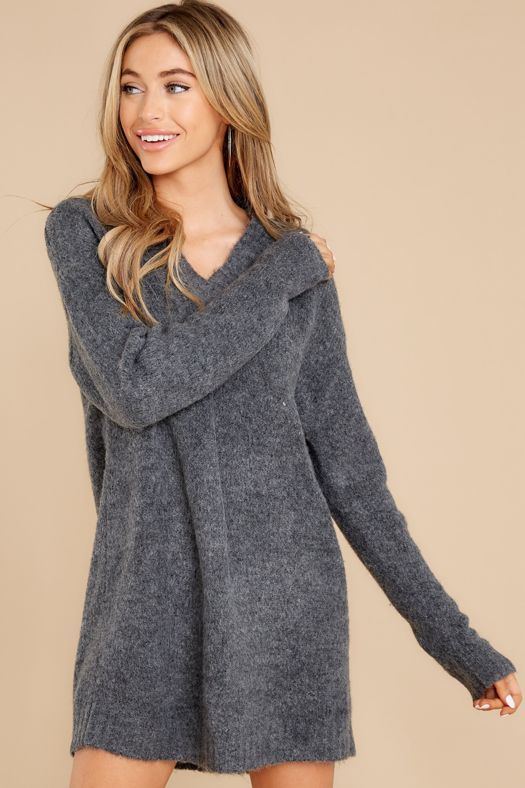 Forever In Love Charcoal Tunic Sweater | Red Dress 