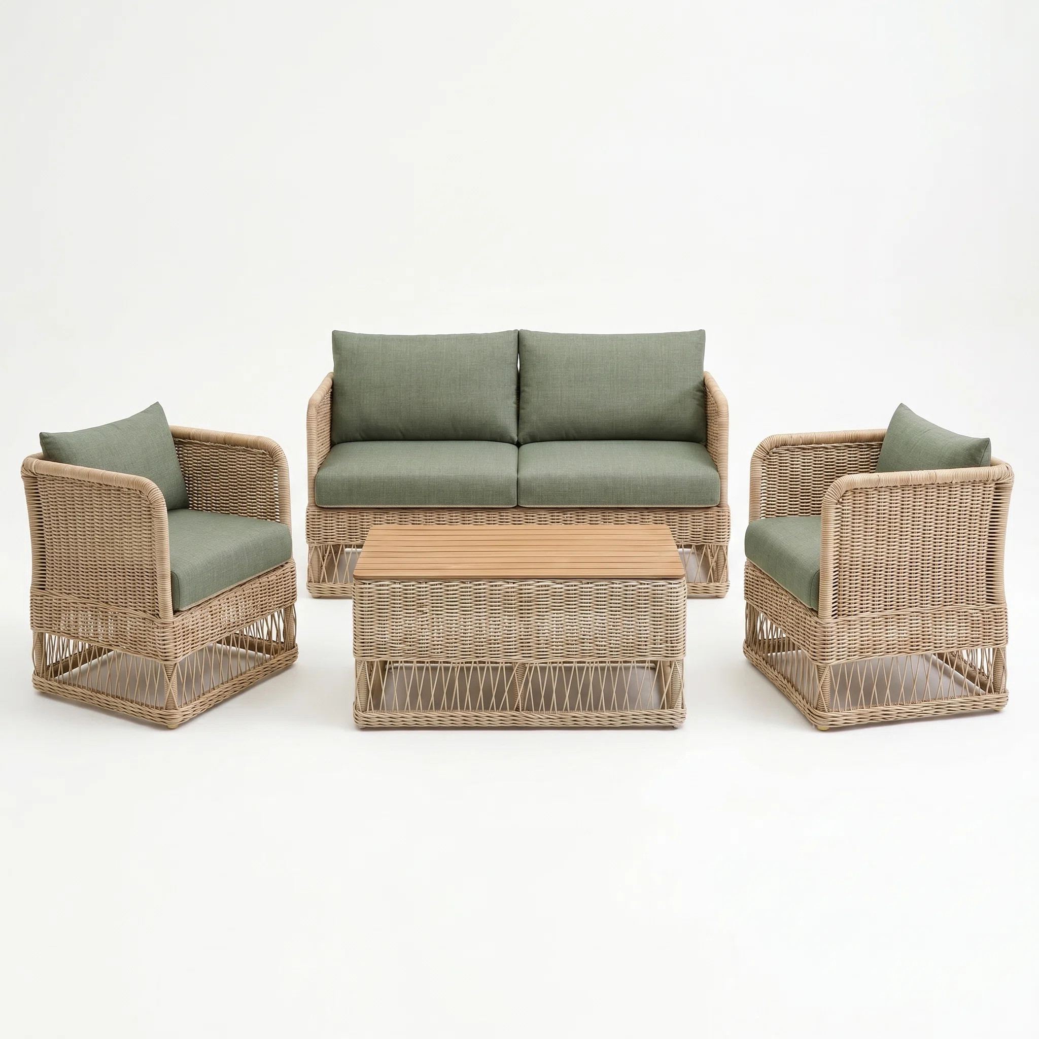 Margot Natural 4-Piece Sunbrella® Outdoor Patio Seating Set | Birch Lane