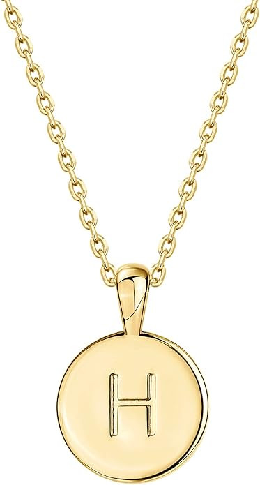 PAVOI 14K Gold Plated Initial Letter Pendant Necklace for Women | Gold Alphabetical Initial Neckl... | Amazon (US)