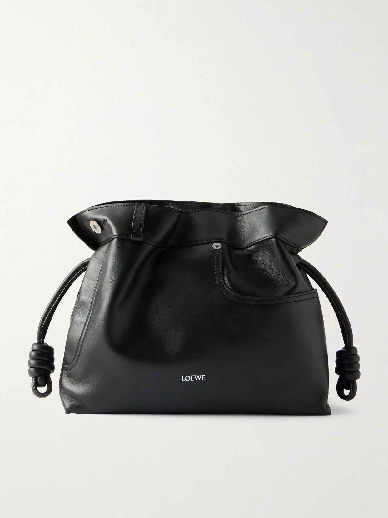 LOEWE - Flamenco Panta Medium Leather Clutch - Black | NET-A-PORTER (US)