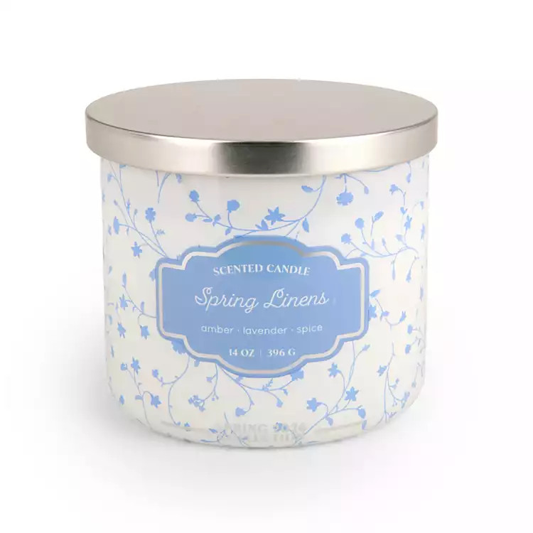 New! Spring Linens 3-Wick Jar Candle | Kirklands