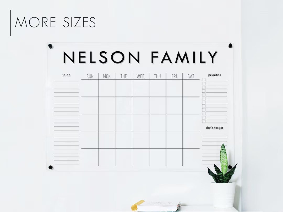 Large Acrylic Calendar, Personalized, Dry Erase Monthly Acrylic Wall Calendar, 2023 Minimalist Wa... | Etsy (US)
