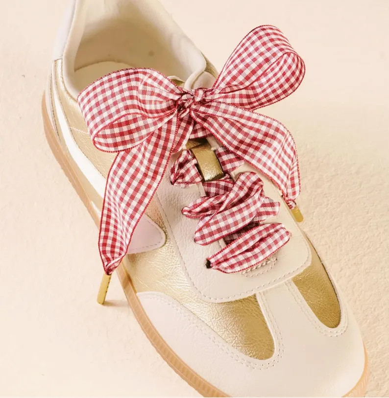 Red Gingham Shoe Lace - Etsy | Etsy (Global)