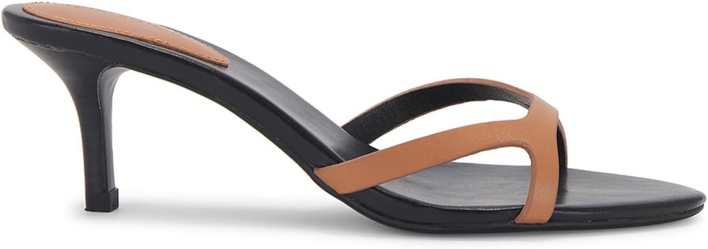 QIV Kitten Heels for Women Single Strap Low Heel Open Toe Mule Shoes Non Slip Sandals | Amazon (US)