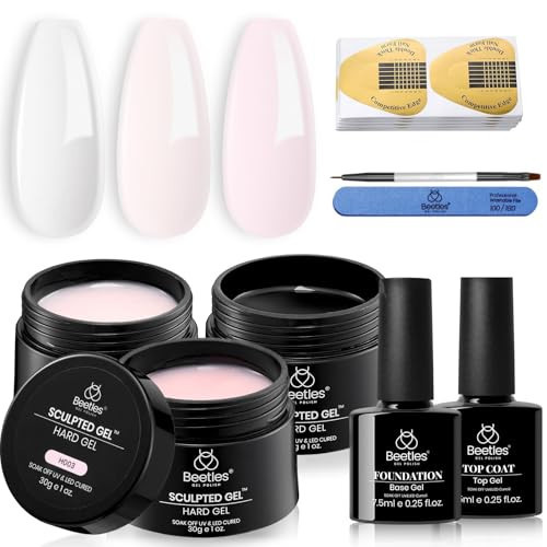 Beetles Builder Gel for Nails-10 in 1 30g *3 Colors Builder Nail Gel Kit Nail Extension Clear Nude Pink Hard Gel Sculpted Gel with Base Top Coat Nail Forms Nail Pen Nail Art Manicurist Gift for Women | Amazon (US)