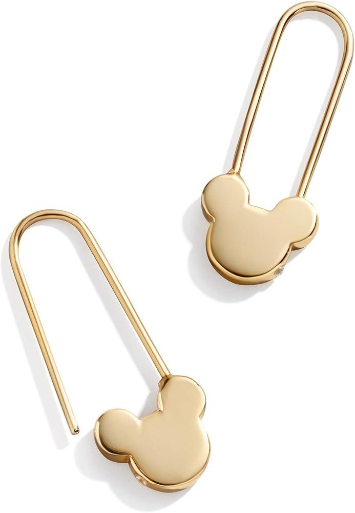 Disney's Mickey Mouse 18K Gold-Plated Sterling Silver Safety Pin Earrings - Gold | Amazon (US)