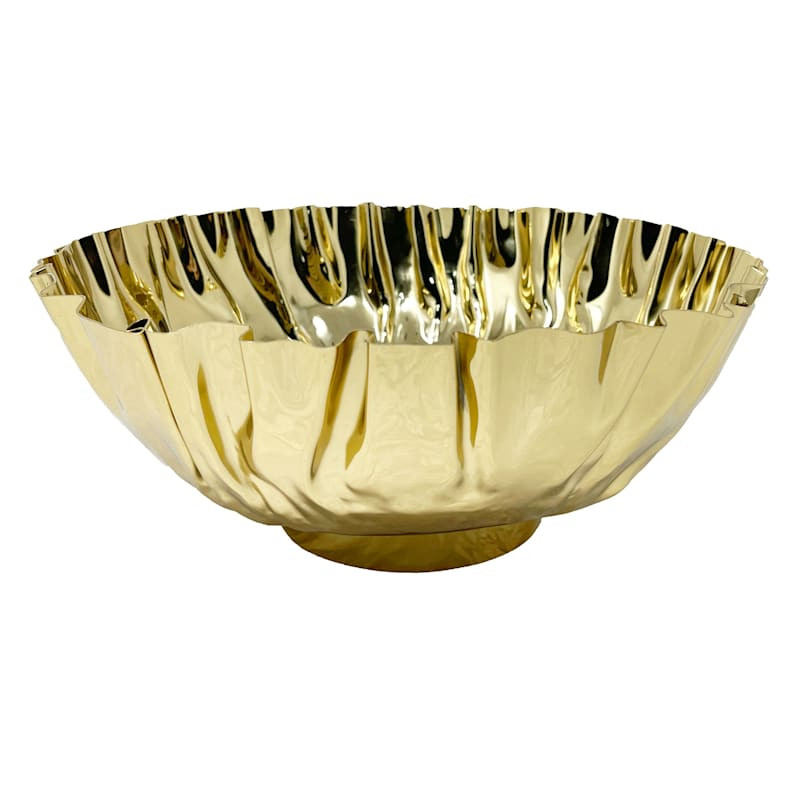 Crosby St. Gold Metal Ruffled Bowl, 11.6" | At Home