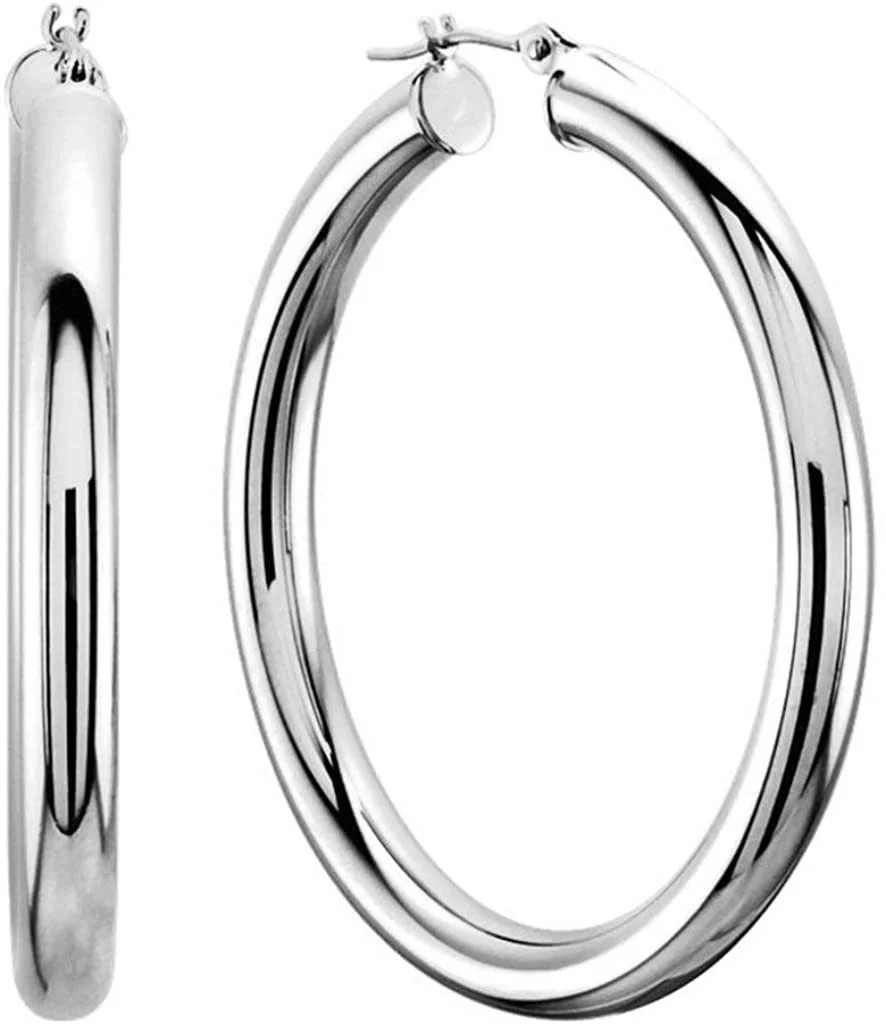14k REAL White Gold 30MMx3.00MM Thickness Classic Polished Round Tube Hoop Earrings with Snap Pos... | Walmart (US)