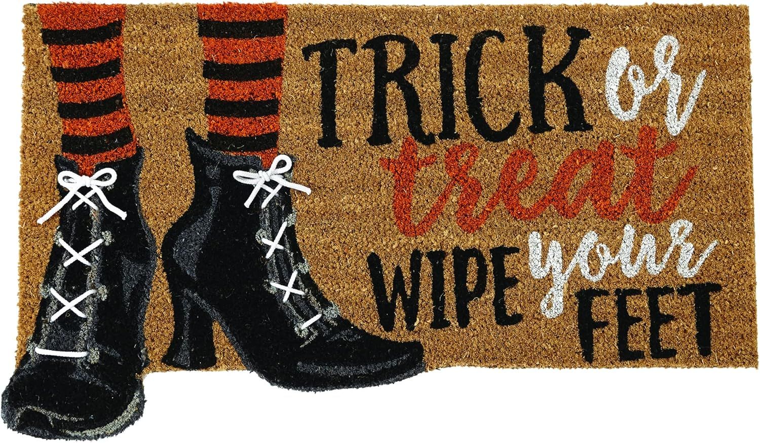 Mud Pie Halloween Witch Trick or Treat Doormat, Brown/Black | Amazon (US)