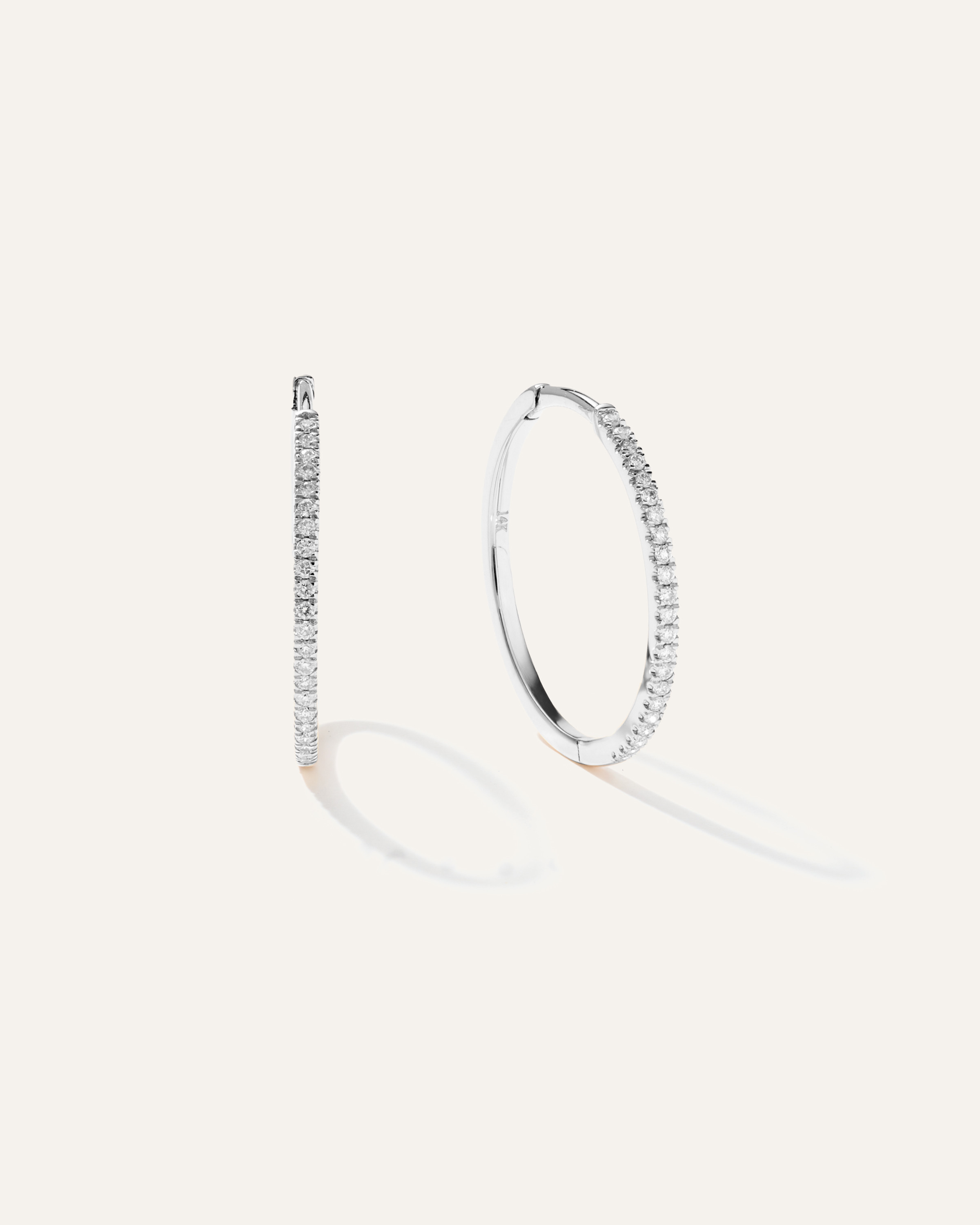 Quince | Women's 14K Gold Pave Diamond Medium Hoop Earrings in White Gold | Quince