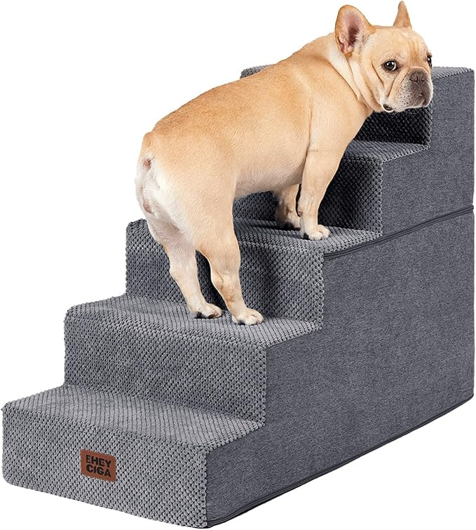 EHEYCIGA Dog Stairs for High Bed 22.5" H, 5-Step Dog Steps for Bed, Pet Steps for Small Dogs and ... | Amazon (US)