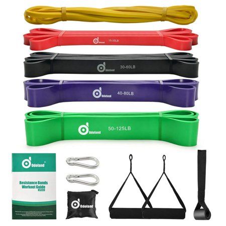 Odoland 5 Packs Pull Up Assist Bands, Pull Up Straps, Resistance Bands with Door Anchor and Handles, | Walmart (US)