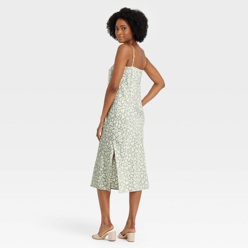 Women&#39;s Apron Slip Dress - A New Day&#8482; Light Green Floral Print L | Target