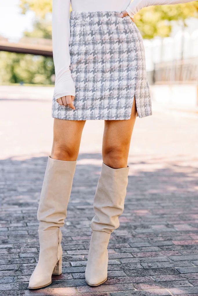 Learn The Truth Heather Gray Plaid Skirt | The Mint Julep Boutique