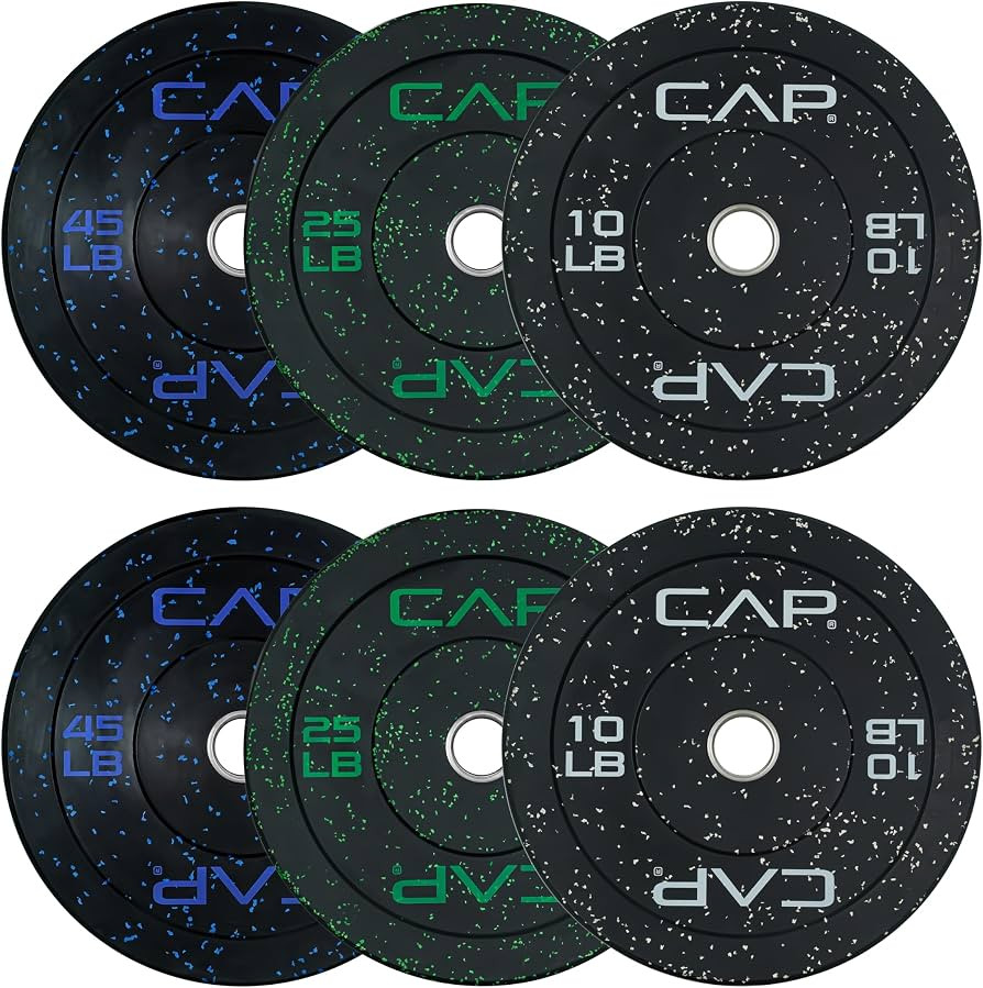 CAP Barbell 2-Inch Olympic Bumper Plate Weight Set | 100-370 lbs | Multiple Options | Amazon (US)