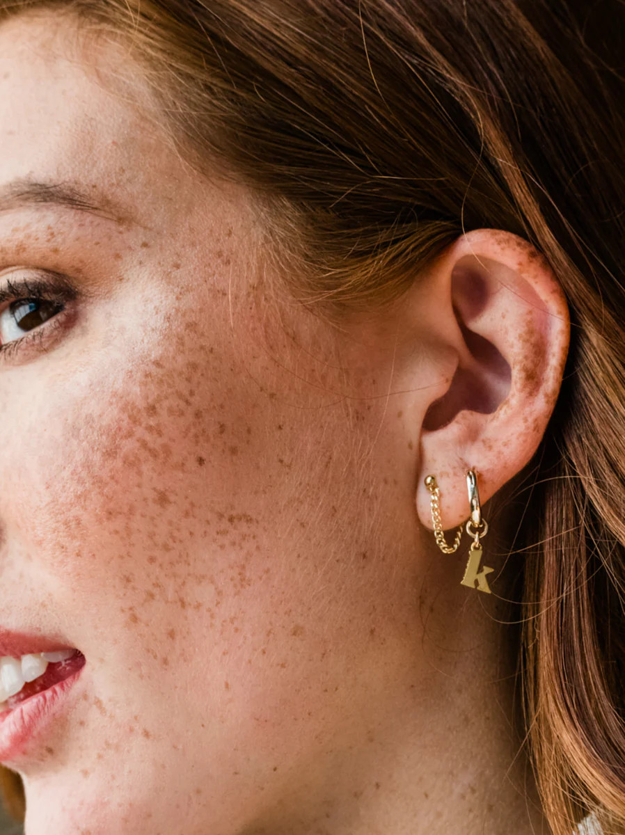 Initial Charm Huggie Hoop | ABLE Clothing