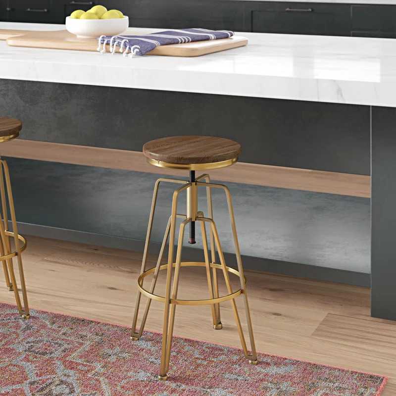 Maureen Swivel Solid Wood Adjustable Height Bar Stool | Wayfair Professional