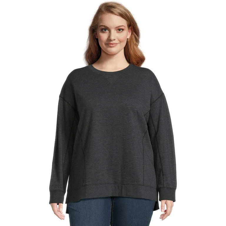 Terra & Sky Women's Plus High-Low French Terrycloth Sweatshirt - Walmart.com | Walmart (US)