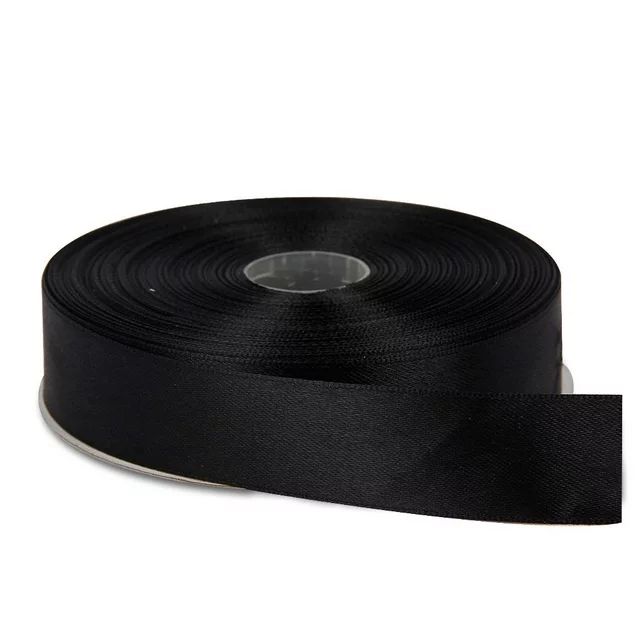 Topenca Supplies 1 Inches x 50 Yards Double Face Solid Satin Ribbon Roll, Black | Walmart (US)