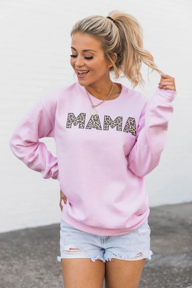 Mama Animal Print Sweatshirt Light Pink | The Pink Lily Boutique