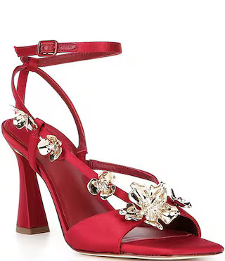 Zoee Satin Flower Ornamented Ankle Strap Dress Sandals | Dillard's