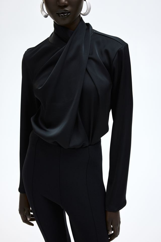 Draped Blouse - Black - Ladies | H&M US | H&M (US + CA)