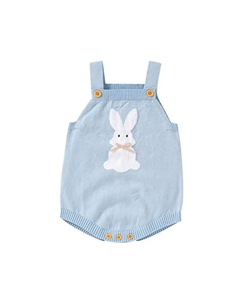 MoZiKQin Baby Girl Boy Easter Bunny Romper Sleeveless Knitted Bodysuit Jumpsuit My 1st Easter Out... | Amazon (US)