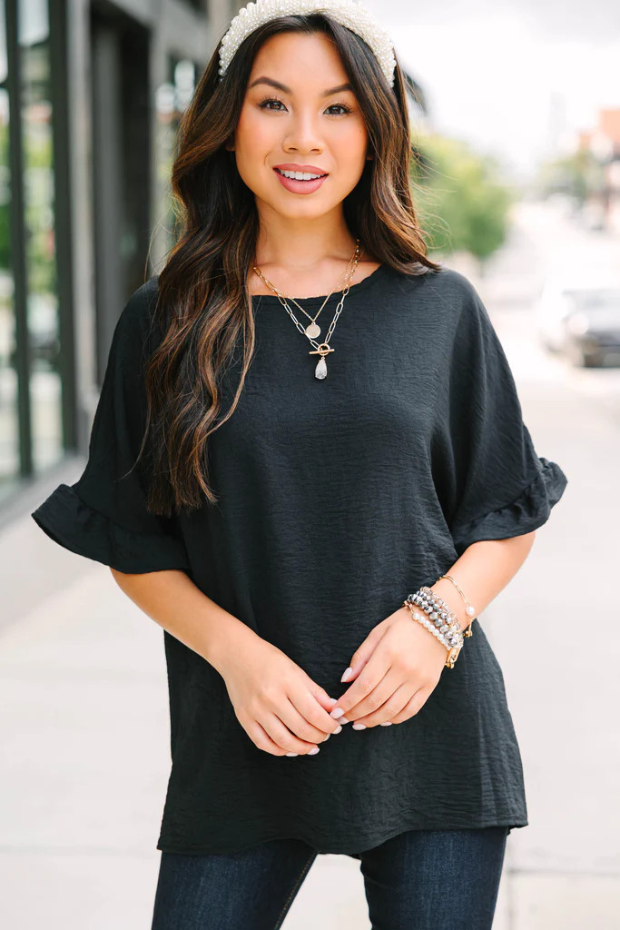 All I Ask Black Ruffled Top | The Mint Julep Boutique