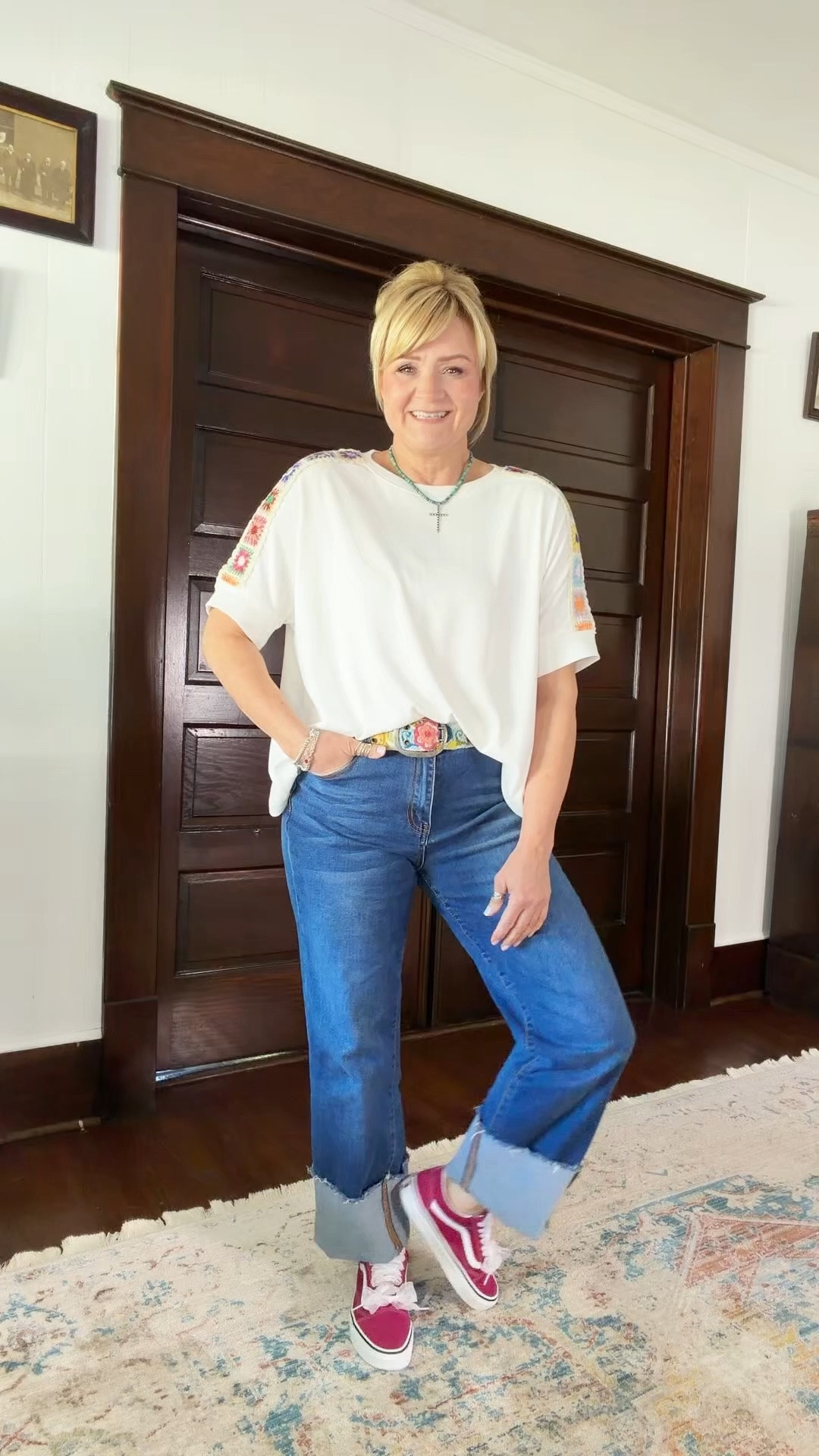 Love this top and the crochet detail.  I sized down on this one.

#LTKootd