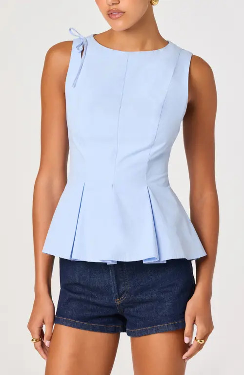 ASTR the Label Kalish Sleeveless Peplum Top in Blue at Nordstrom, Size Medium | Nordstrom