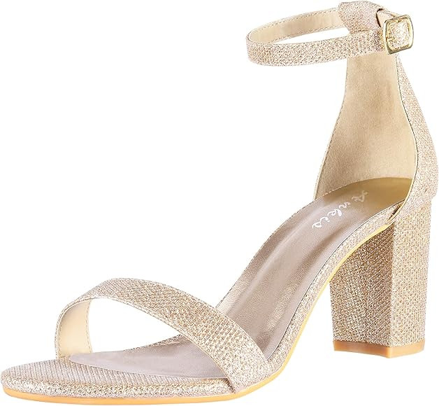 Ankis Heels for Women Open Toe Ankle Strap Chunky Heel Sandals 2.75 Inch | Amazon (US)