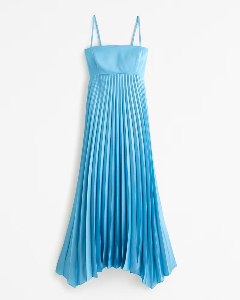 The A&F Giselle Clasp-Back Pleated Midi Dress | Abercrombie & Fitch (US)