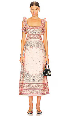 Zimmermann Matchmaker Frilled Midi Dress in Pink Bandana from Revolve.com | Revolve Clothing (Global)