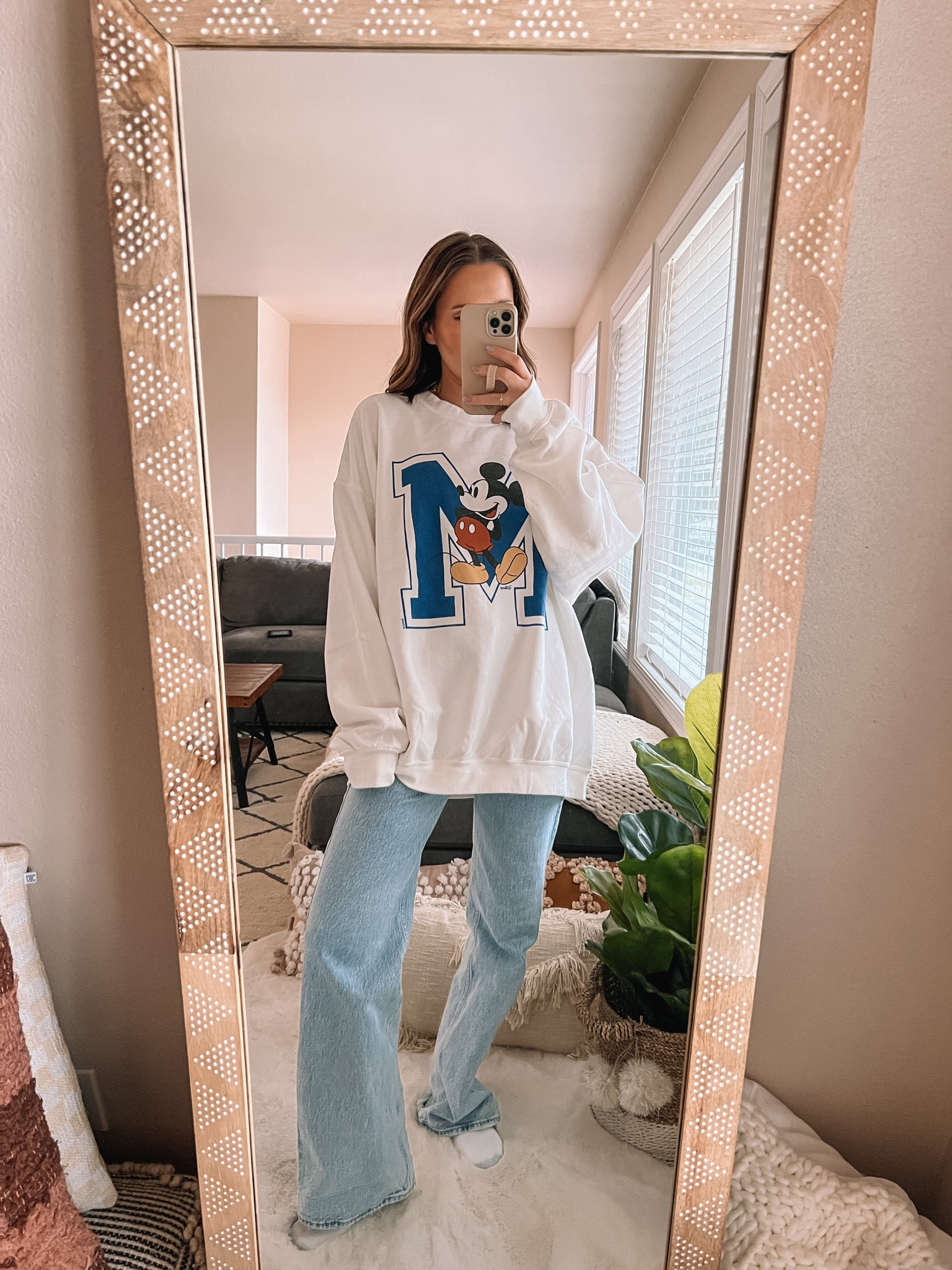 This Mickey Mouse graphic pullover would be so cute for an upcoming Disney trip! Wear it with bike shorts, leggings or jeans! I’m wearing a size large - Disneyland // Disney park 

#LTKstyletip