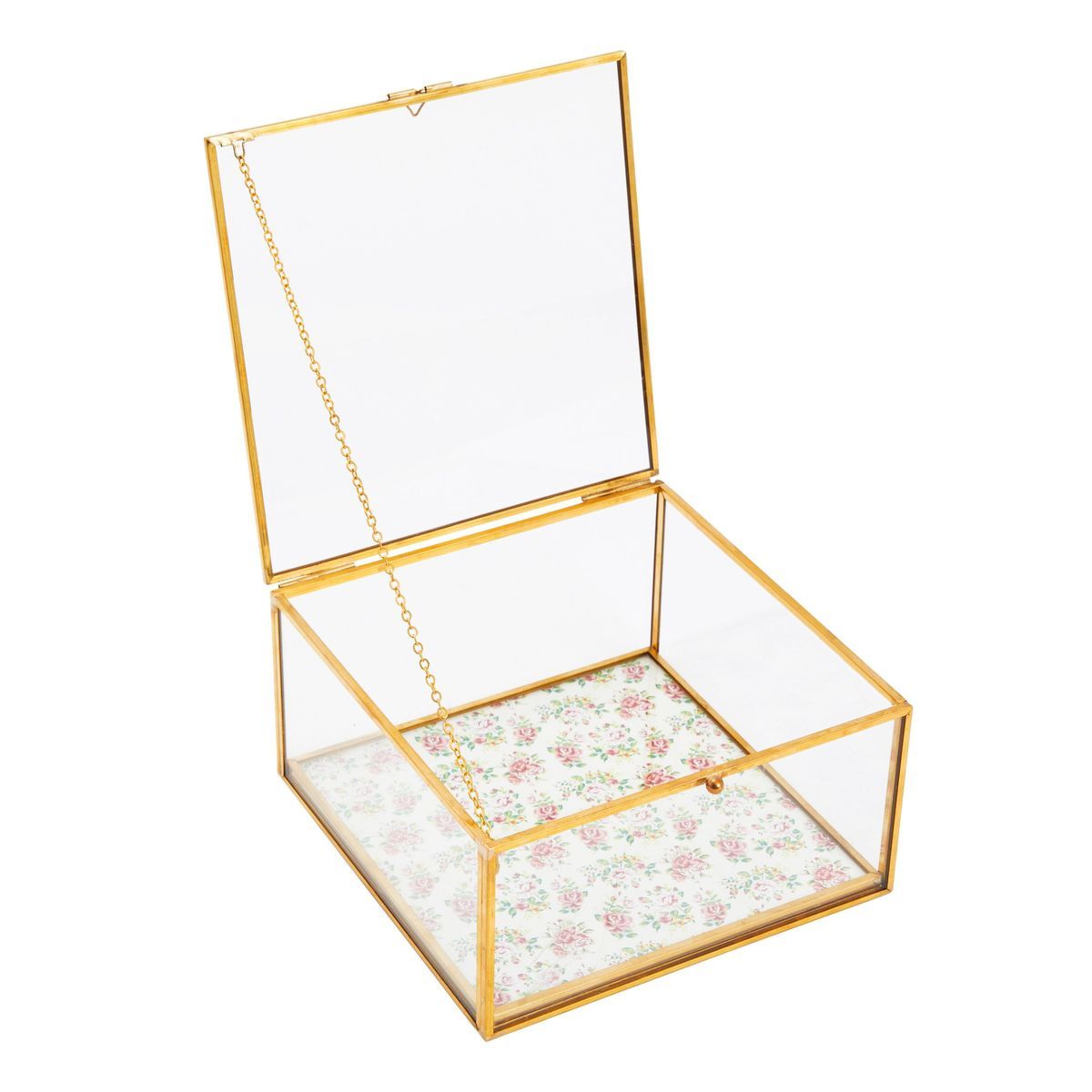 Zodaca Small Glass Jewelry Box for Keepsakes, Jewelry Organizer Storage with Gold Metal Frame, Hi... | Target