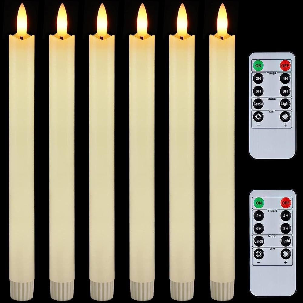 Homemory 6 Pcs Flameless Taper Candles with Remote Timer and Dimmer, LED Candle Sticks with Flick... | Amazon (US)