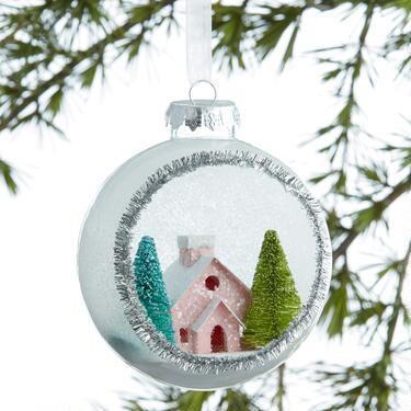 Pink, Gold And Silver Tinsel House Cloche Ornament | World Market