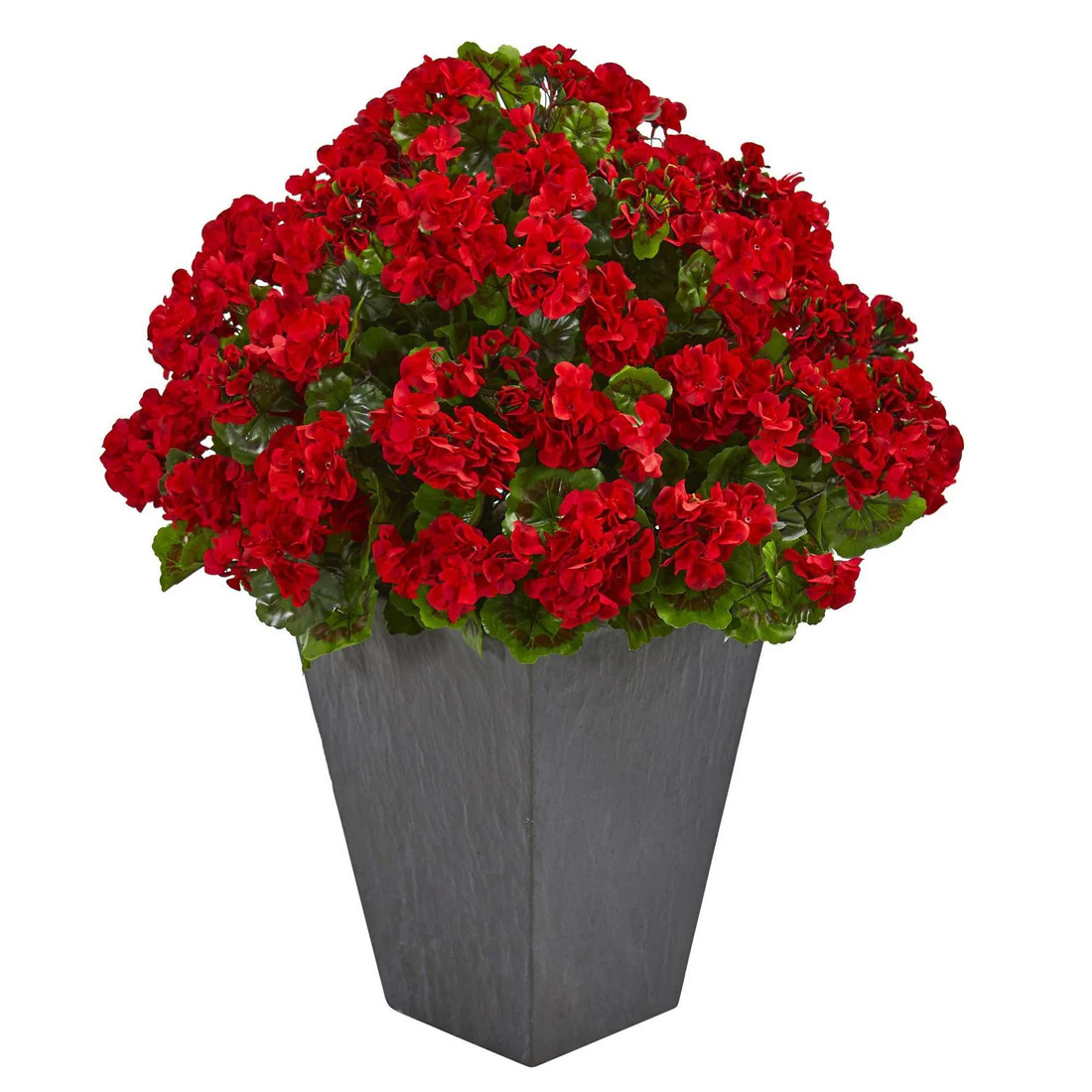Geranium Artificial Plant in Slate Planter UV Resistant (Indoor/Outdoor) 6499 Nearly Natural | Nearly Natural