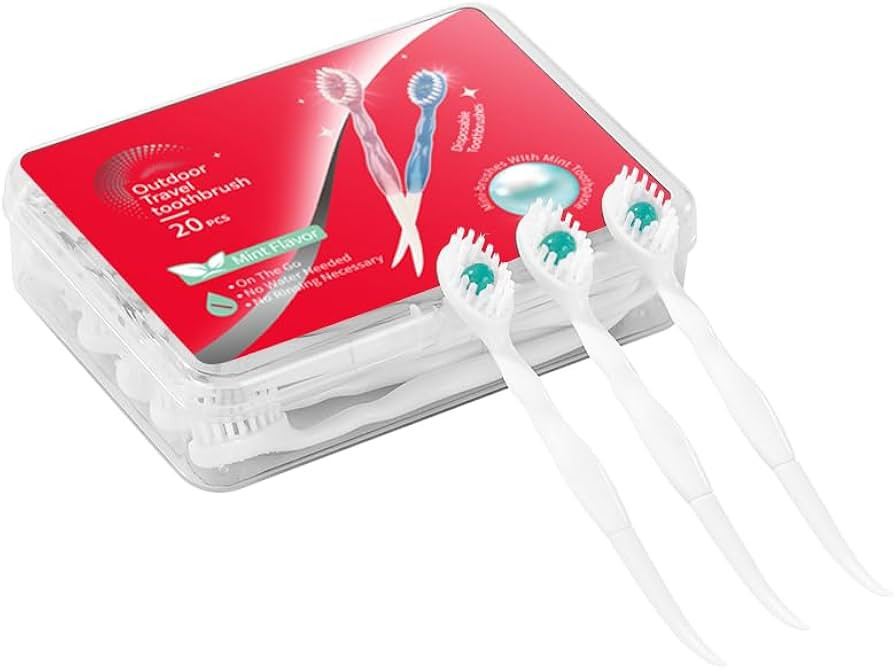 Disposable Mini Toothbrush Travel Toothbrushes with Toothpaste Toothpick Tongue Scraper Portable ... | Amazon (US)