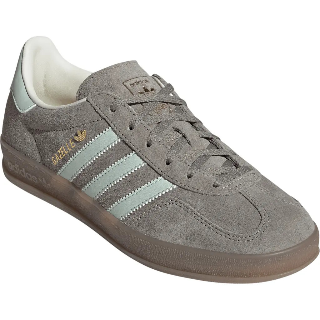 adidas Gazelle Indoor Sneaker in Silver Pebble/Green/Gum5 at Nordstrom | Nordstrom